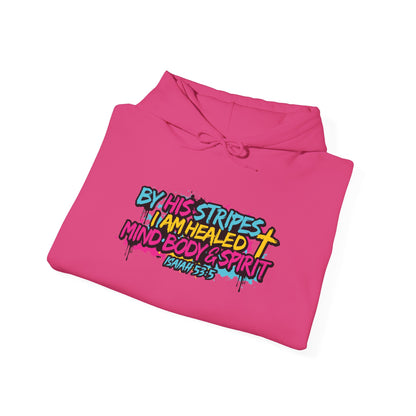 Christian Hoodie By His Stripes I Am Healed Colorful Faith Pullover