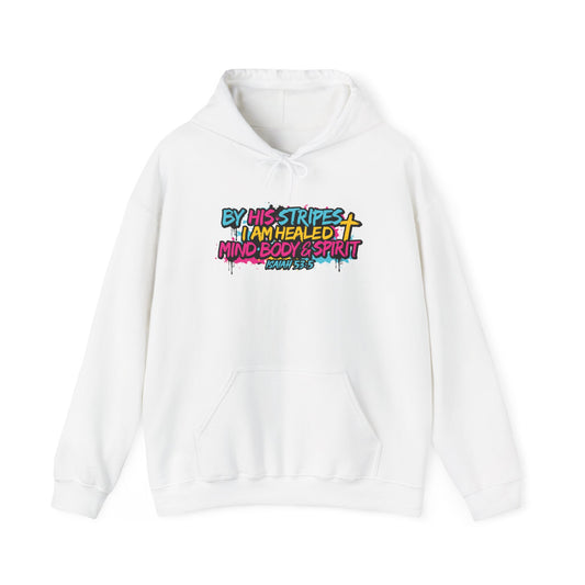 Christian Hoodie By His Stripes I Am Healed Colorful Faith Pullover